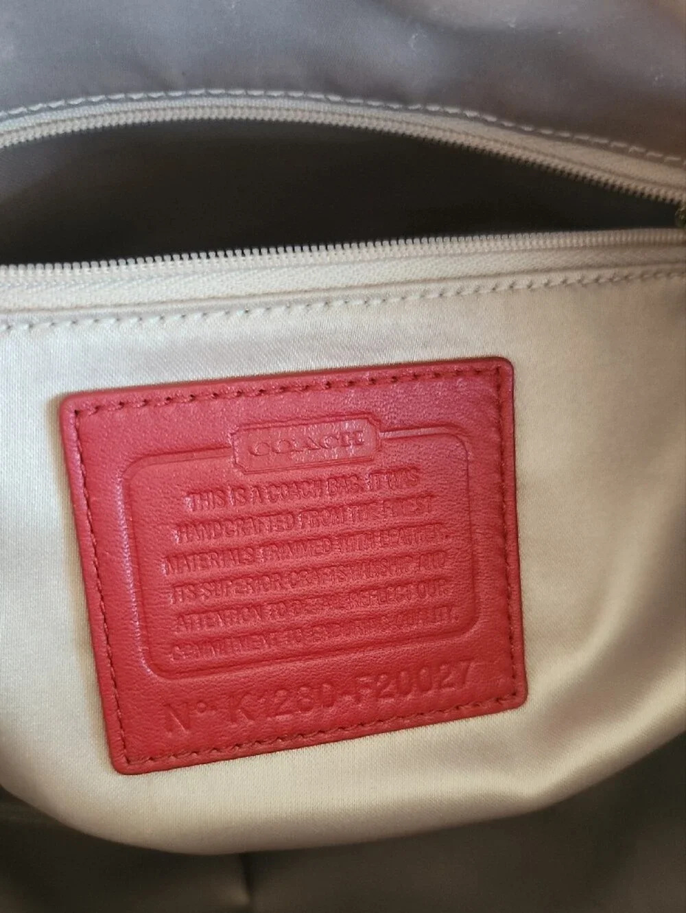 Coach Red & Beige Signature Satchel. Perfect Fall And Winter Bag!